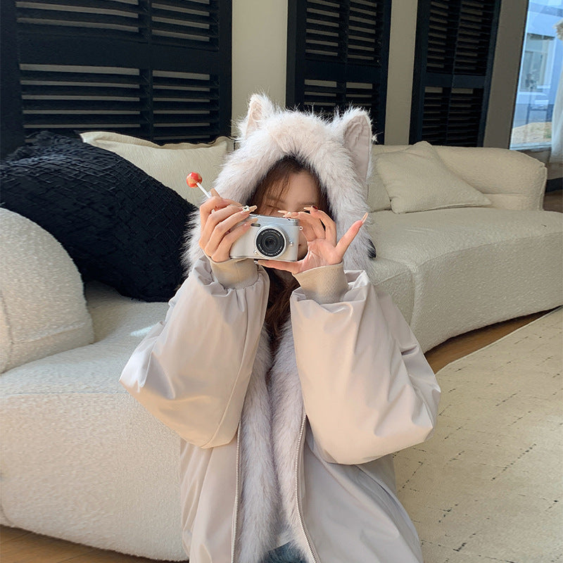 Manteau chaud à capuche et fausse fourrure, style urba