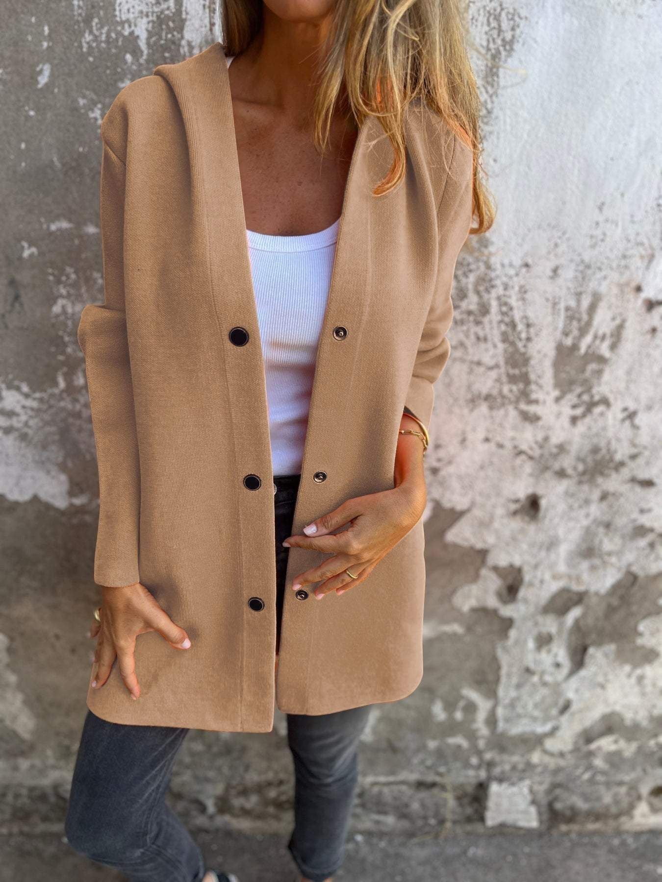 Manteau long chic à boutons