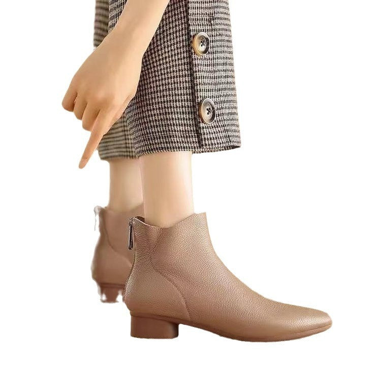 "Bottines femme à talon bas avec fermeture éclair latérale – Confort et style au quotidien"