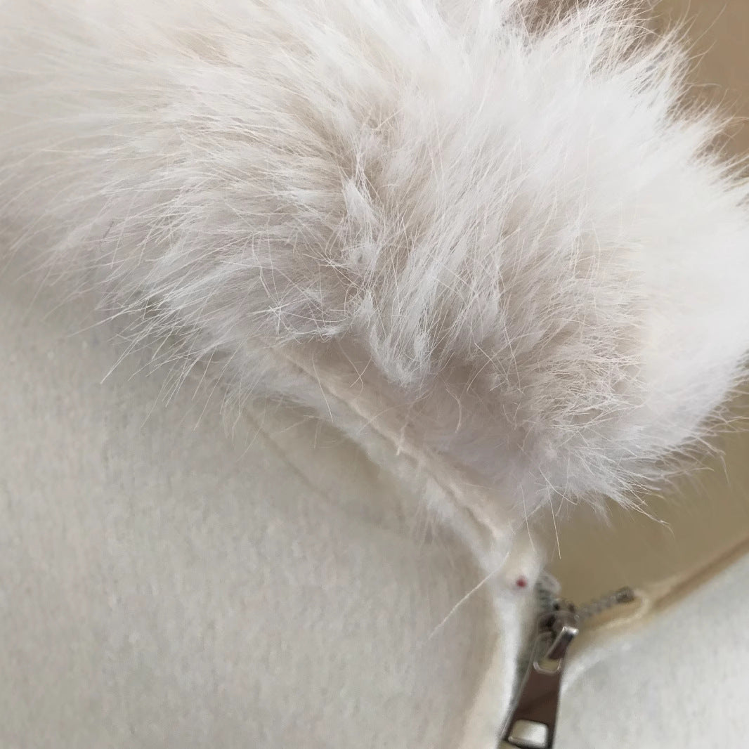 Cardigan chic femme à capuche fourrure