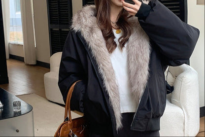 Manteau chaud à capuche et fausse fourrure, style urba