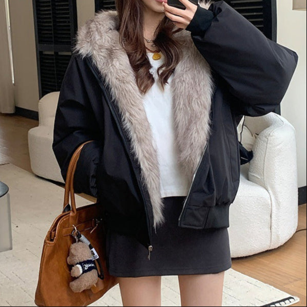 Manteau chaud à capuche et fausse fourrure, style urba