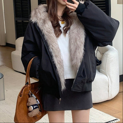 Manteau chaud à capuche et fausse fourrure, style urba