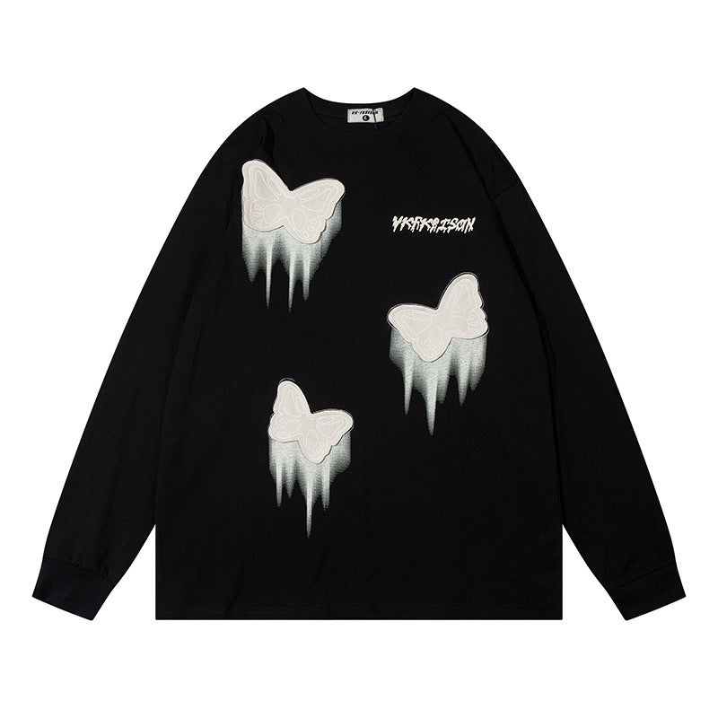 T-shirt à manches longues au design papillon tendance