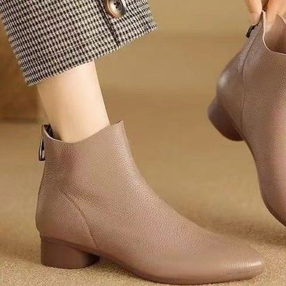 "Bottines femme à talon bas avec fermeture éclair latérale – Confort et style au quotidien"