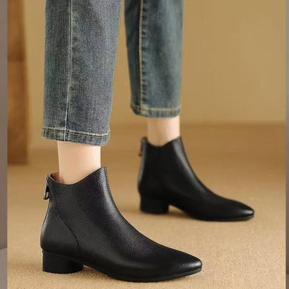 "Bottines femme à talon bas avec fermeture éclair latérale – Confort et style au quotidien"