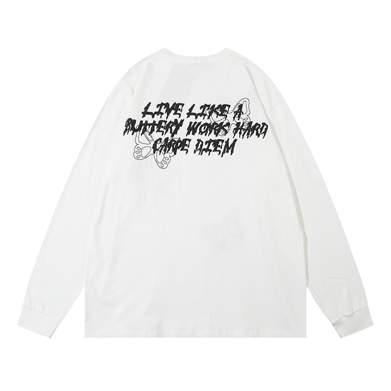 T-shirt à manches longues au design papillon tendance