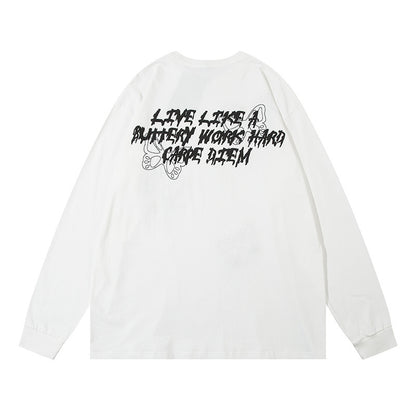 T-shirt à manches longues au design papillon tendance