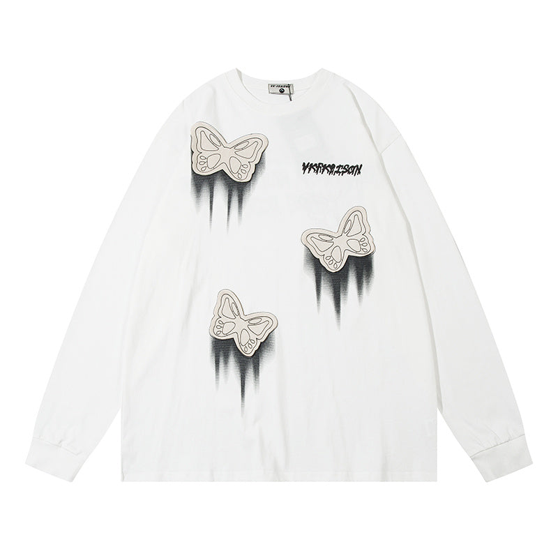 T-shirt à manches longues au design papillon tendance