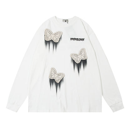 T-shirt à manches longues au design papillon tendance