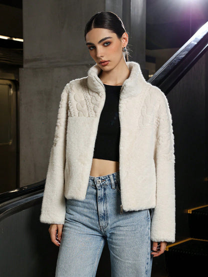 Manteau femme chaud à col montant – Style et confort