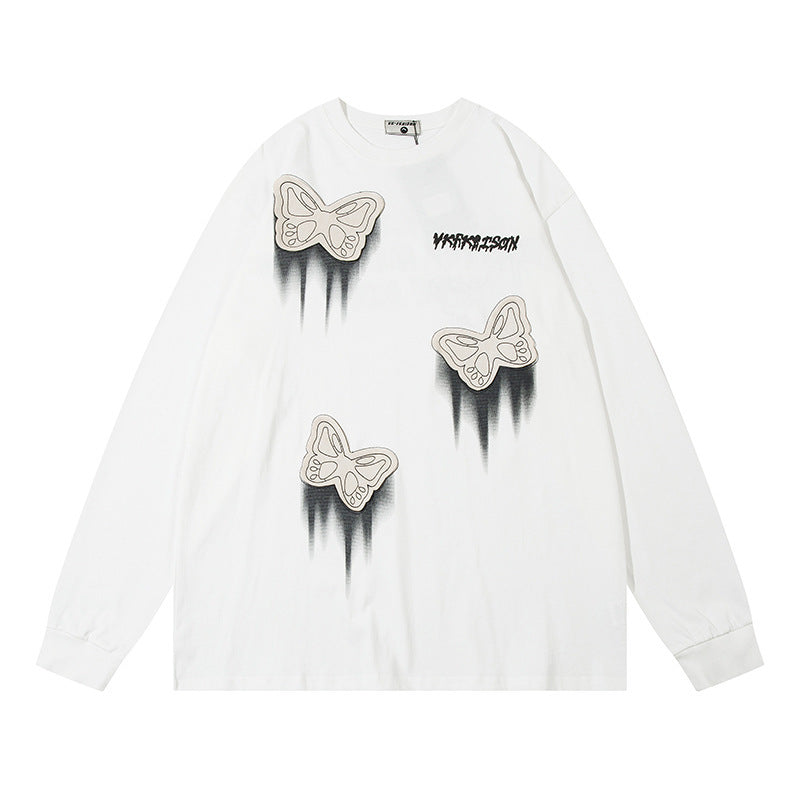 T-shirt à manches longues au design papillon tendance