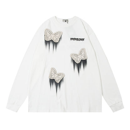 T-shirt à manches longues au design papillon tendance