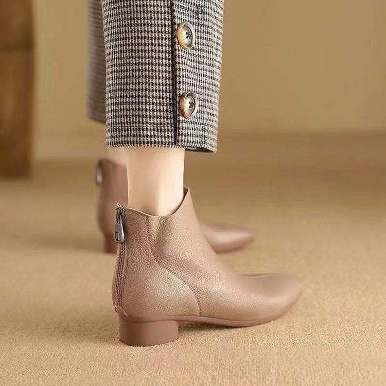 "Bottines femme à talon bas avec fermeture éclair latérale – Confort et style au quotidien"